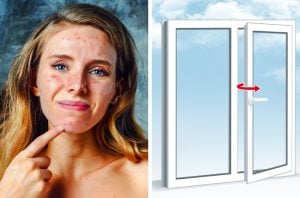 sivilceli kadın ve pencere