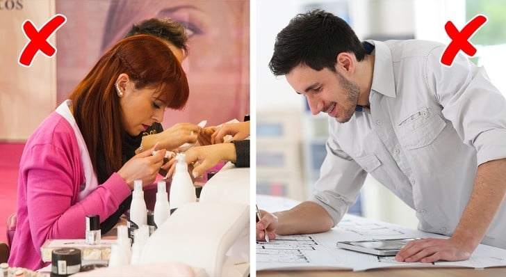 yanlış pozisyonda çalışan kadın ve adam