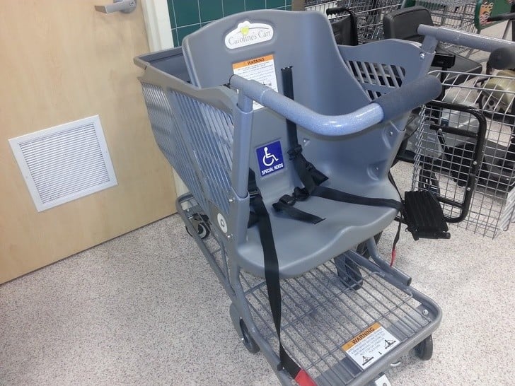 hem engelliler hem de çocuklar için alışveriş arabası