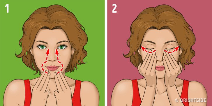 burnunu ovalayan kadın