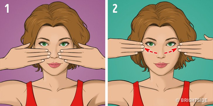 yanaklarını ovan kadın