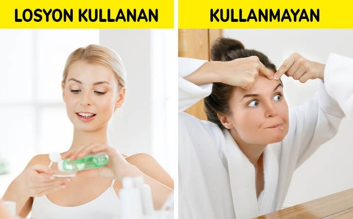 Yüzünüze Zarar Veren 10 Yaygın Cilt Bakımı 6 losyon kullanan ve kullanmayan kadın